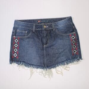 Y2K Pool Jeans Euro Mini Denim Skirt With Embroidery Size 40